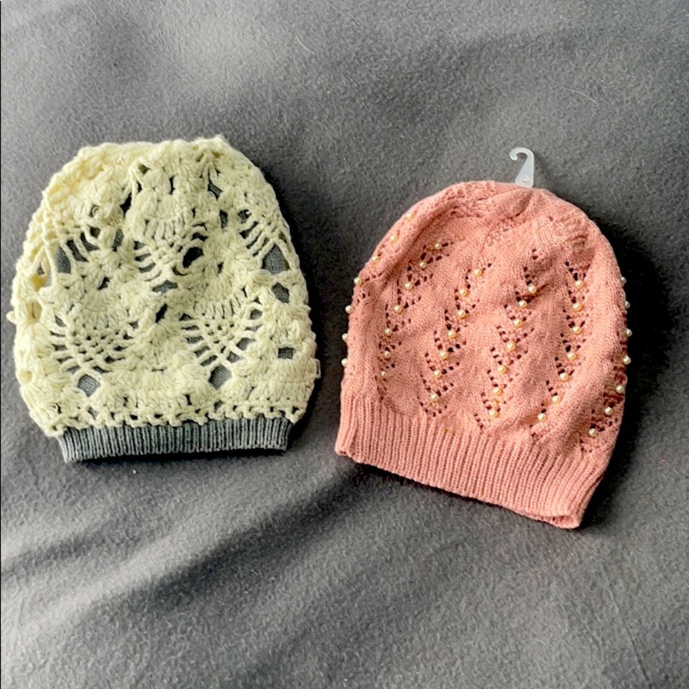 Bundle of 2 woman’s beanie knit hats Boho